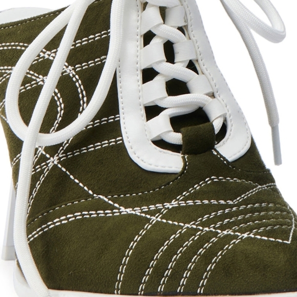 AZALEA WANG "Olive Allure"  Elegant Olive Lace-Up Heels - Picture 3 of 6